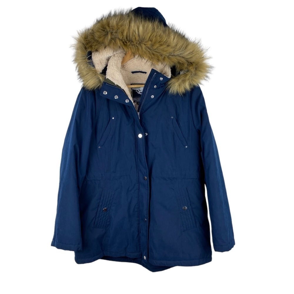 Halitech Performance Apparel Coat Jacket Hooded Fur Fleece Women’s Size XL Blue